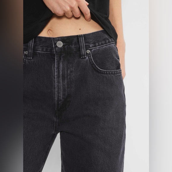 Denim Forum The Farrah Hi-Rise Wide Jean in eyeliner black - size 23 - Picture 4 of 12